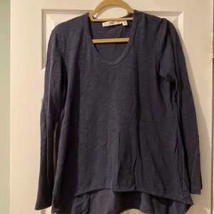 Wilt high low crew neck long sleeve shirt eggplant color size small